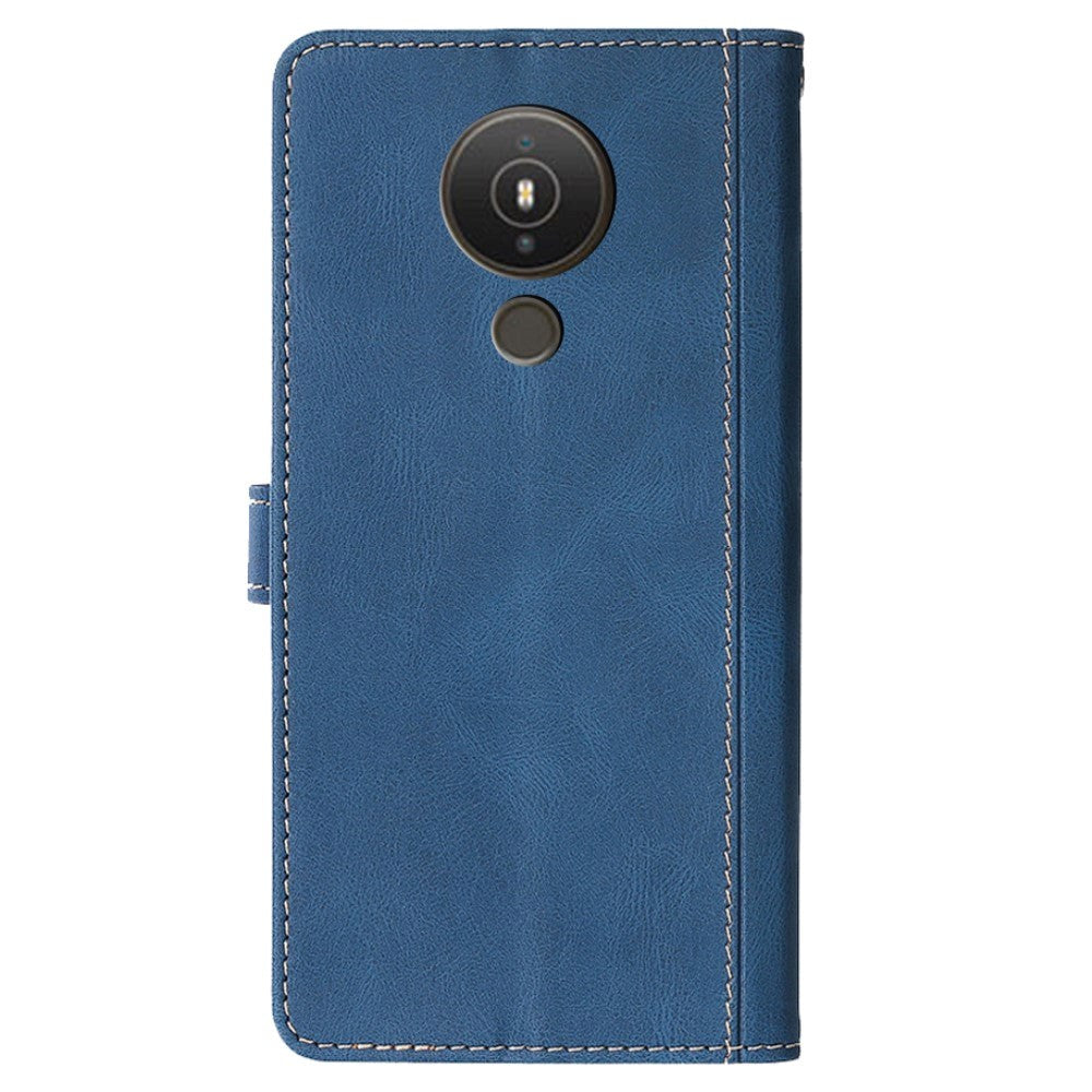 Nokia 1.4 Rustikk Tofarget Leather Flip Cover m. Lommebok - Blå / Brun