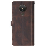 Nokia 1.4 Rustikk Tofarget Leather Flip Cover m. Lommebok - Mørkebrun / Brun