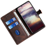 Nokia 1.4 Rustikk Tofarget Leather Flip Cover m. Lommebok - Mørkebrun / Brun