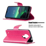 Nokia 1.4 Faux Leather Flip Cover m. Veske og stropp - Sommerfugl - Rosa