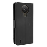 Nokia 1.4 Leather Flip Cover m. Stativ / kortholder &amp; ekstra kortlomme - svart