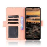 Nokia 1.4 Leather Flip Cover m. Stativ / kortholder &amp; ekstra kortlomme - rosa