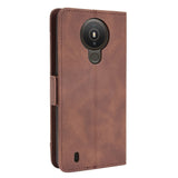 Nokia 1.4 Leather Flip Cover m. Stativ / kortholder &amp; ekstra kortlomme - brun