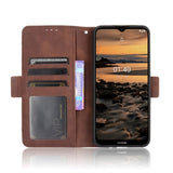 Nokia 1.4 Leather Flip Cover m. Stativ / kortholder &amp; ekstra kortlomme - brun