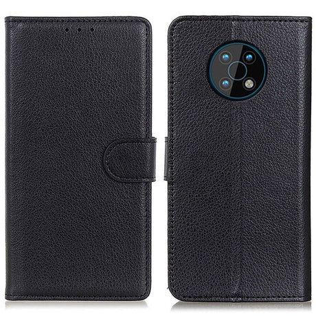 Nokia G50 Litchi Leather Flip Cover m. Lommebok - Svart