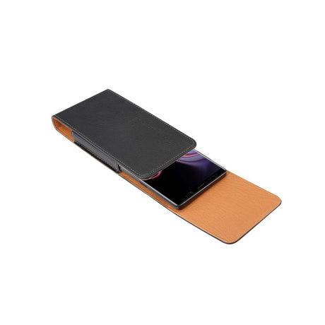 Universal Leather Flip Cover for Mobiler Svart - (Maks. Mobil: 165 x 83 x 18 mm)