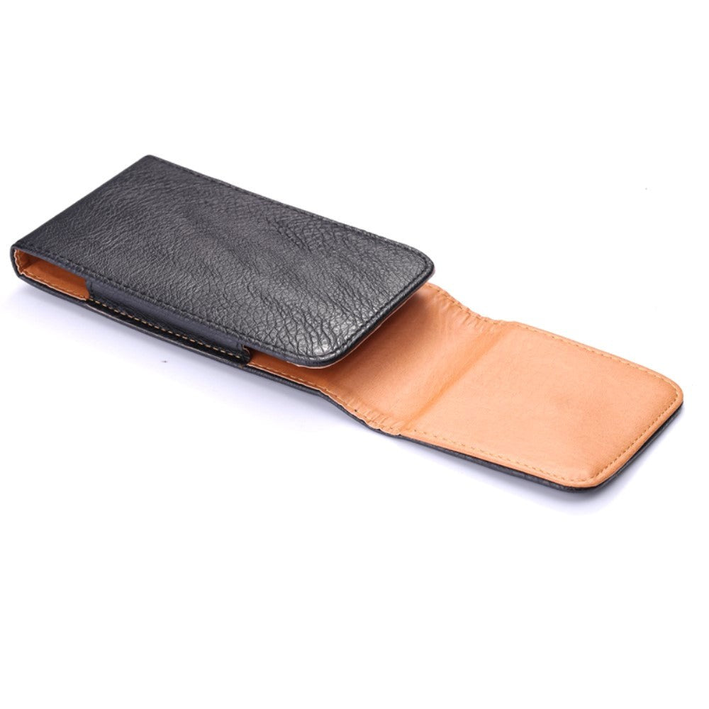 Universal Leather Flip Cover for Mobiler Svart - (Maks. Mobil: 165 x 83 x 18 mm)