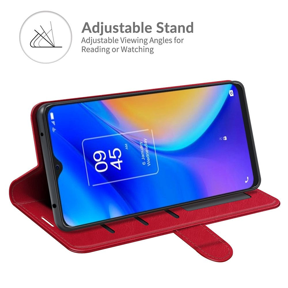 TCL 20 SE glanset skinndeksel m. Kortholder - Rød