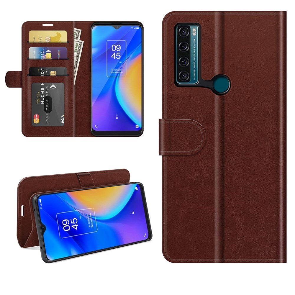 TCL 20 SE glanset skinndeksel m. Kortholder - Brun