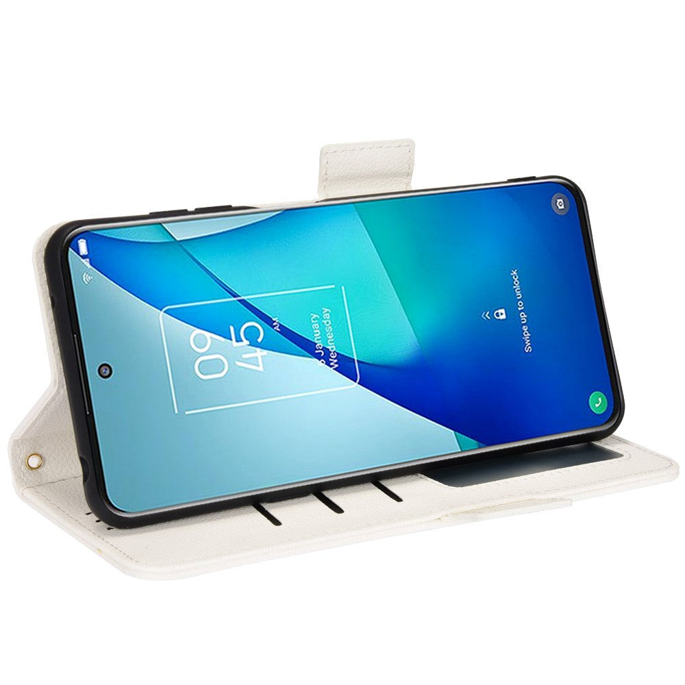 TCL 20L PU Litchi Leather Flip Cover m. Lommebok - Hvit