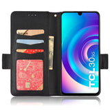 TCL 30 (4G) PU Litchi Leather Flip Cover m. Lommebok - Svart
