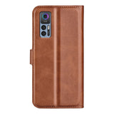TCL 30 (4G) / (5G) Leather Flip Cover m. Kortholder - Lysebrun