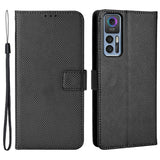 TCL 30 (4G/5G) / 30+ Leather Flip Cover m. Diamanttekstur - Svart