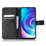 TCL 30 (4G/5G) / 30+ Leather Flip Cover m. Diamanttekstur - Svart