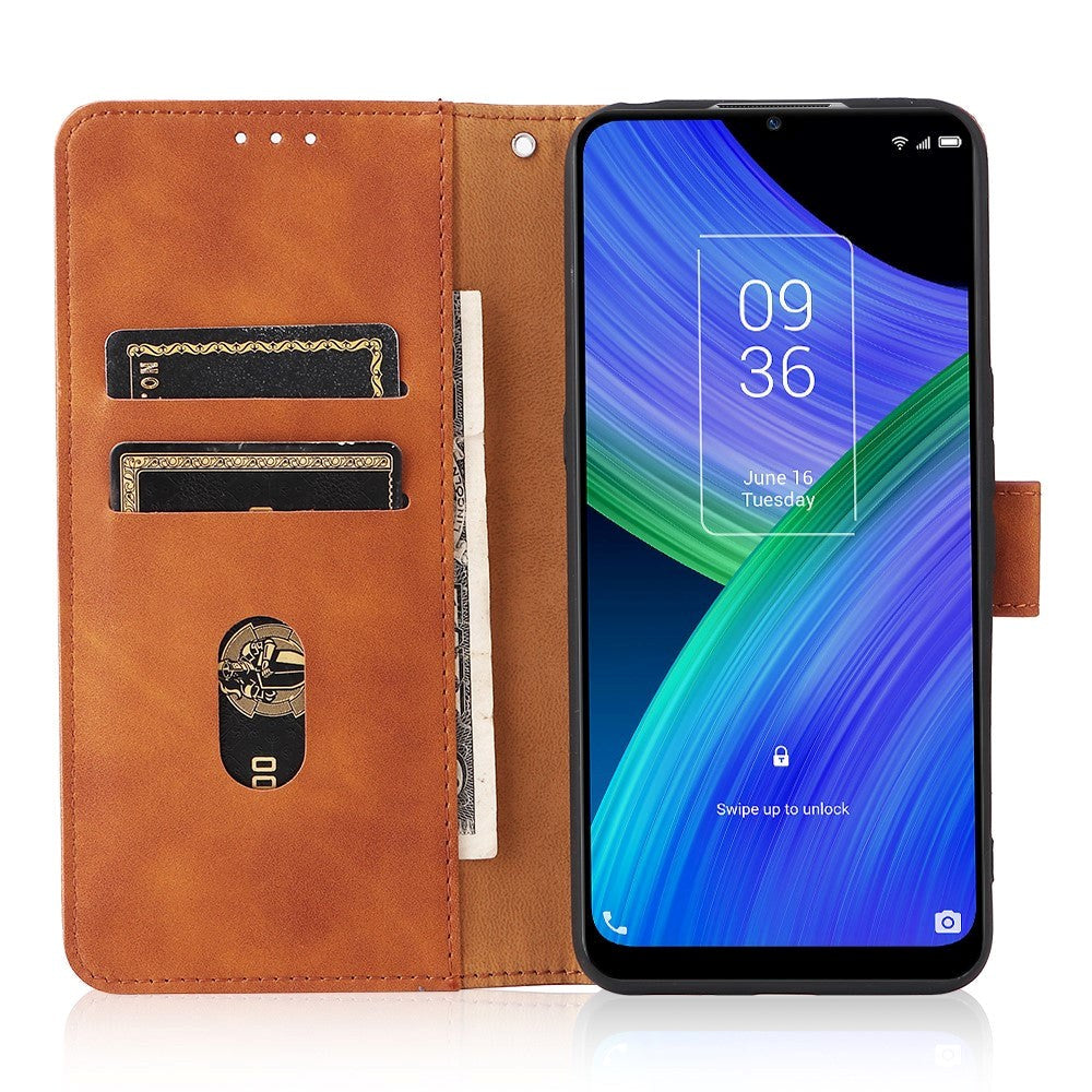 TCL 20R 5G mykt lær flipdeksel m. Lommebok - Brun