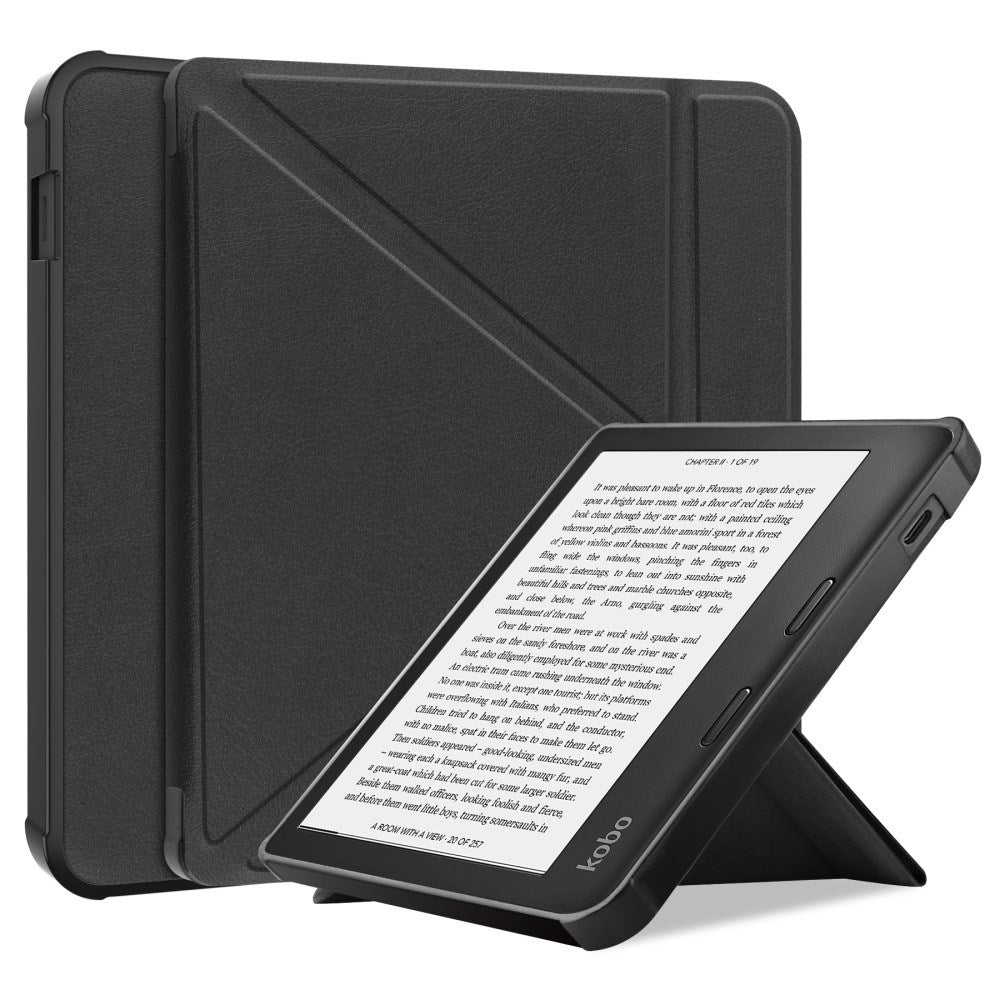 Kobo Libra 2 Origami Leathette Flip Cover - Svart