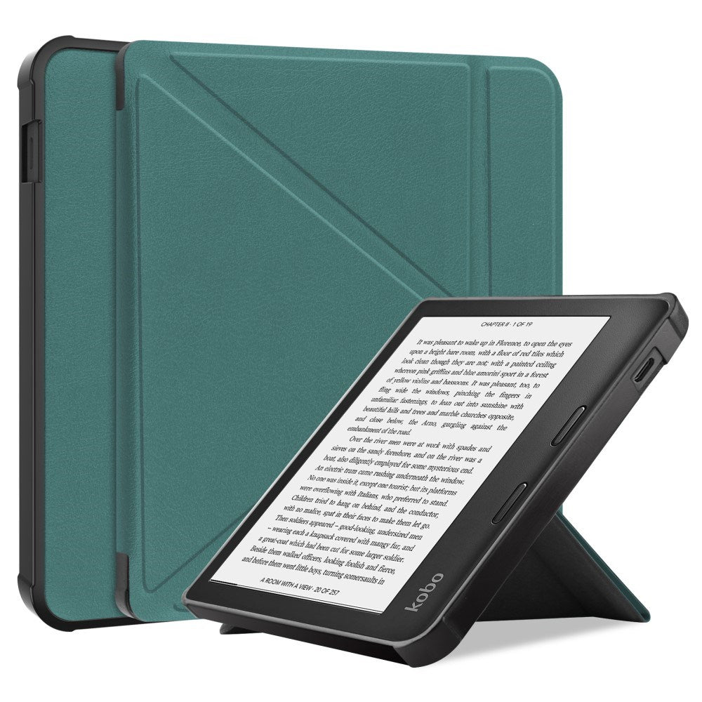 Kobo Libra 2 Origami Leathette Flip Cover - Grønn