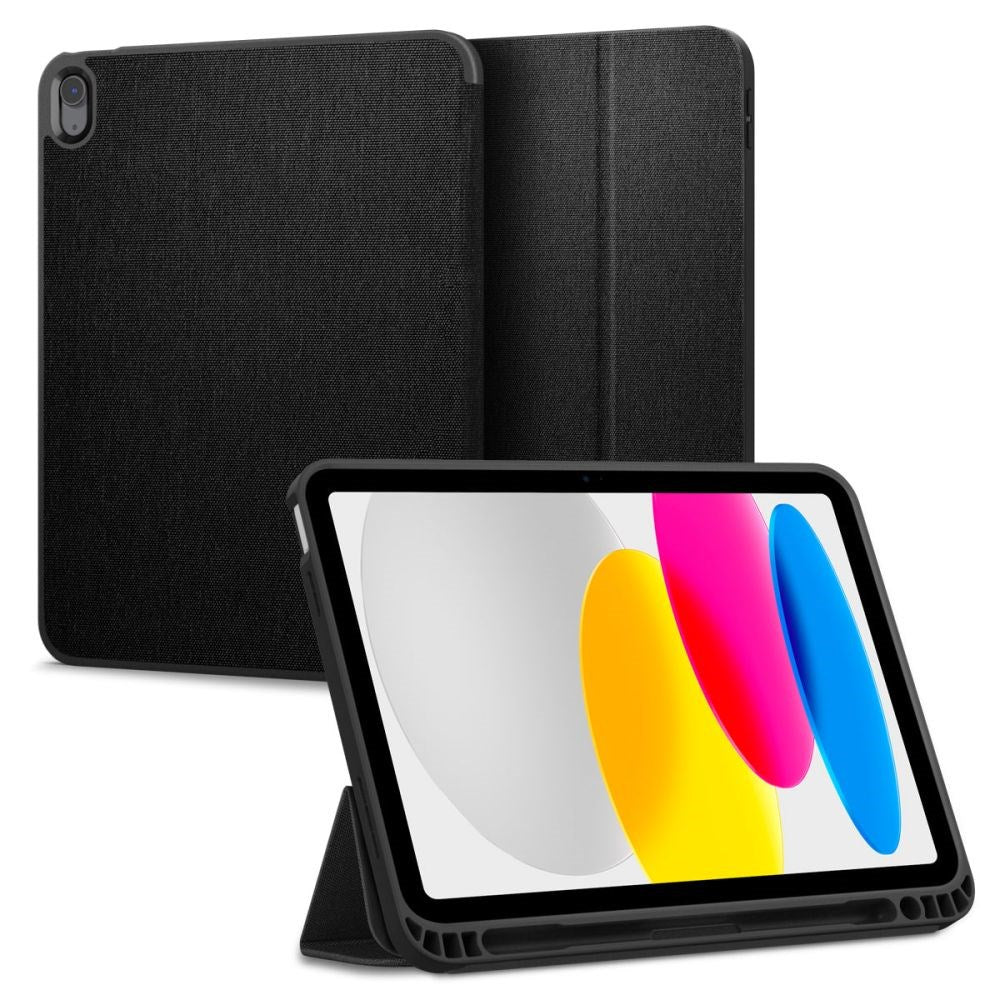 iPad 11" (2025) / iPad 10,9" (2024/2022) Spigen Urban Fit Fabric Flip Cover m. Penneholder - Svart