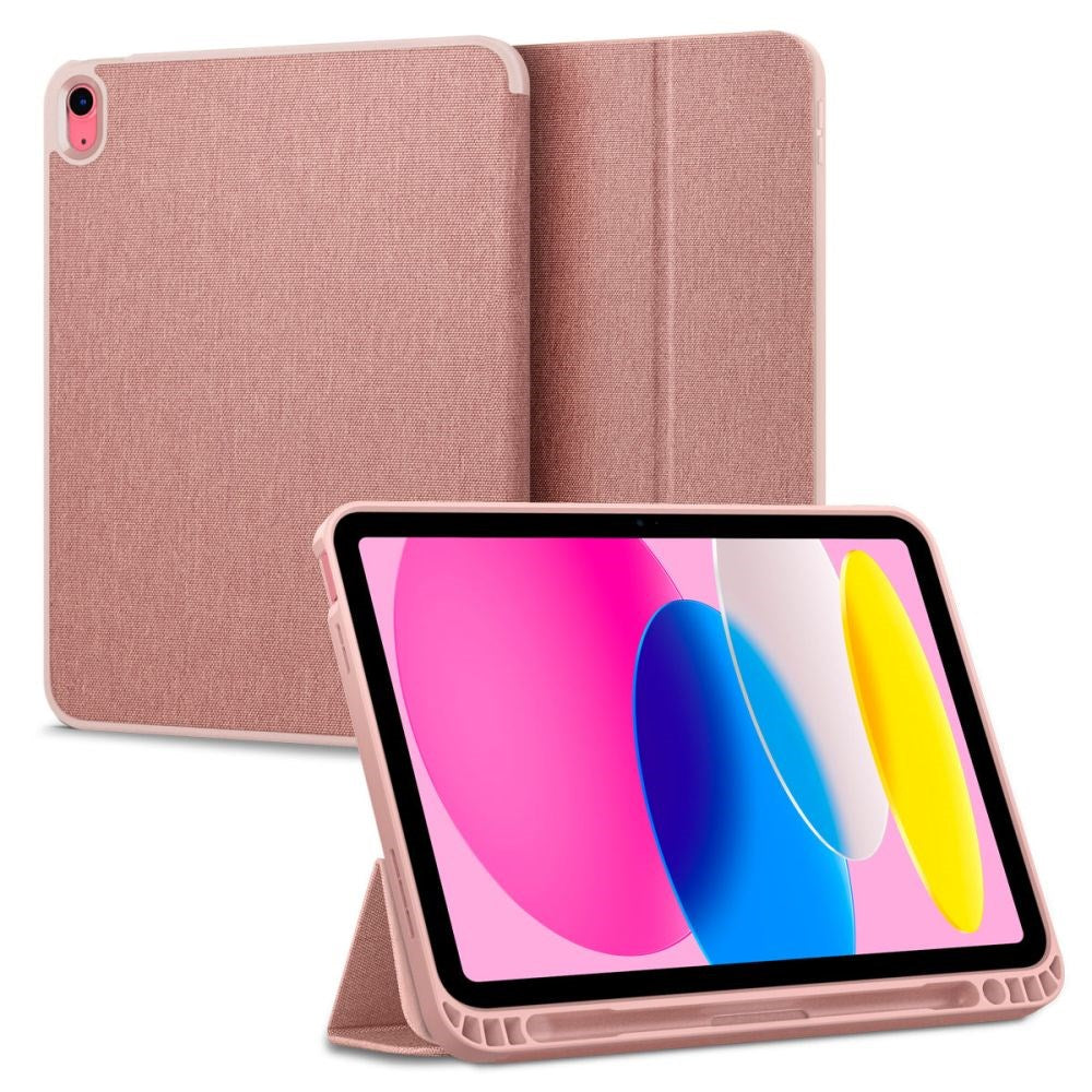iPad 10.9" (2022) Spigen Urban Fit Stof Flip Cover m. Pen Holder - Rose Gold