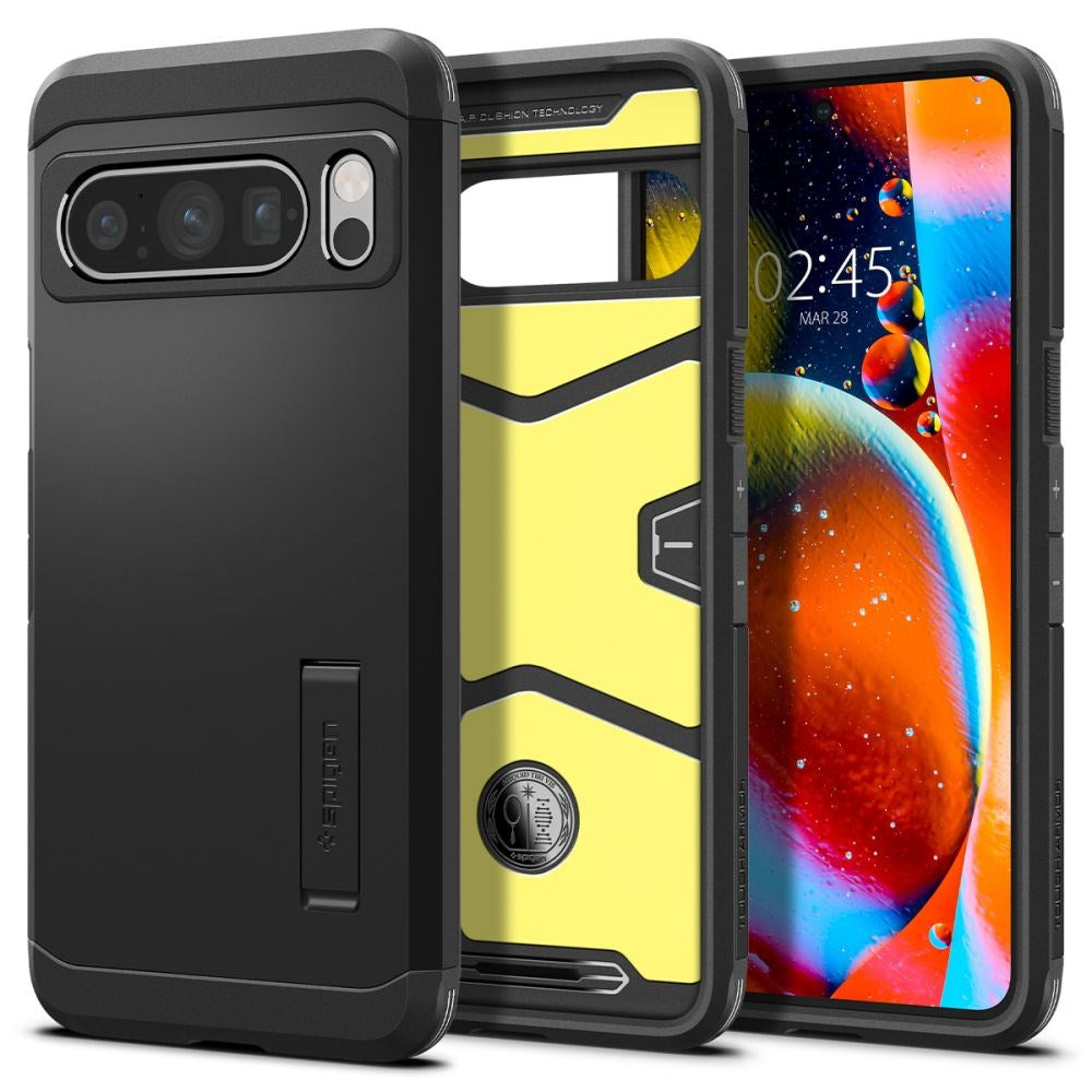 Google Pixel 8 Pro Spigen Tough Armor Case m. Stativ - Svart