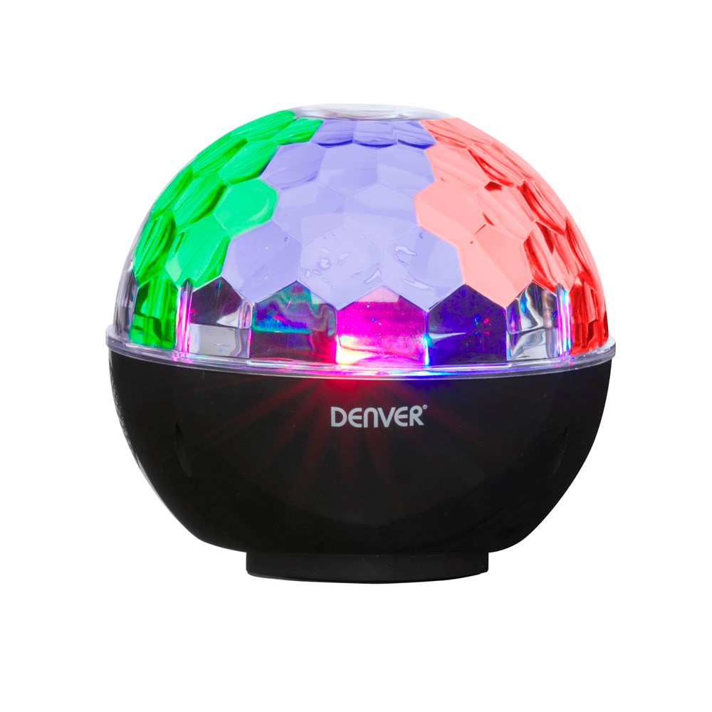 Denver Trådløs Bluetooth Højtaler m. Farverigt Diskokugle-Lys - Sort