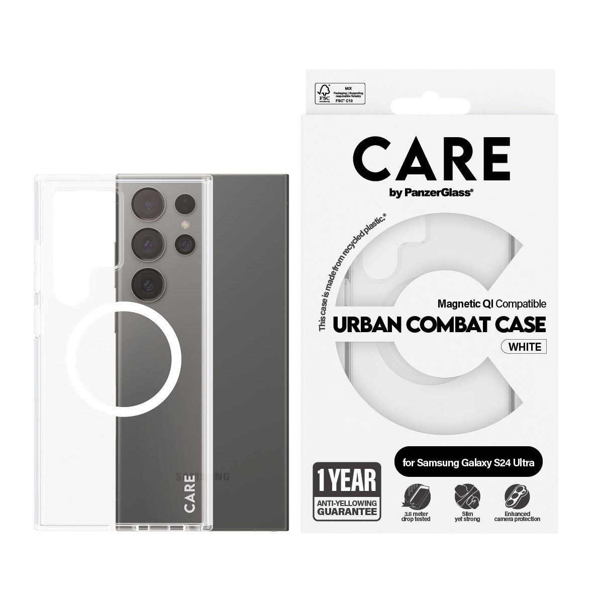 CARE by PanzerGlass Samsung Galaxy S24 Ultra FLAGSHIP Urban Combat Cover - Gjennomsiktig