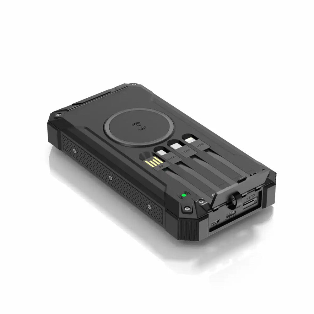 Denver Solcelle PowerBank m. Indbygget Kabel - 20.000 mAh - Sort