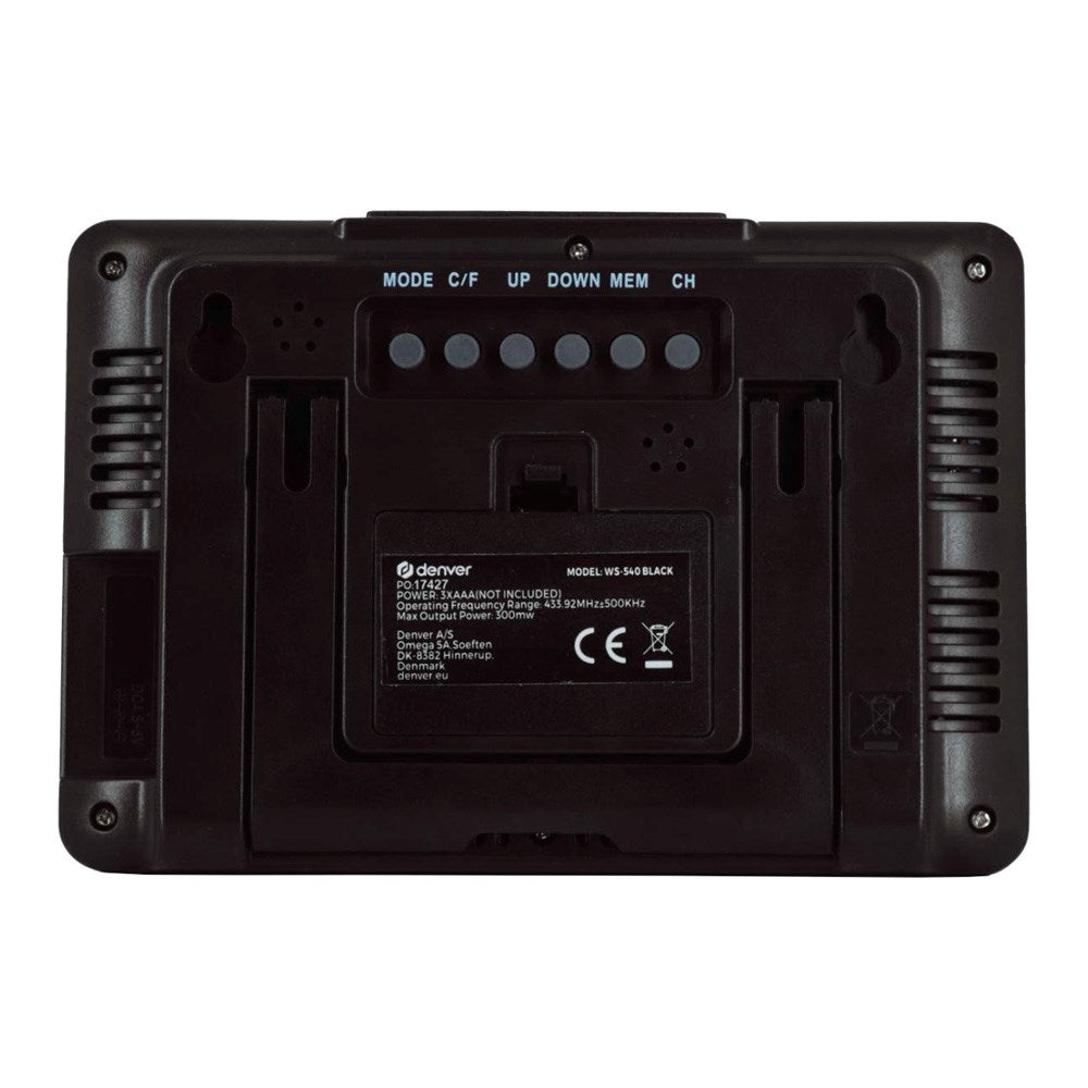 Denver Vejrstation - Farverigt Display med Ur - Sort