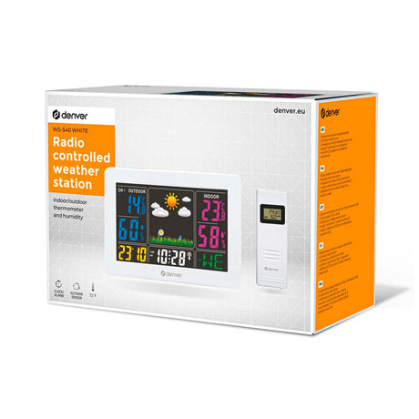 Denver Vejrstation - Farverigt Display med Ur - Hvid