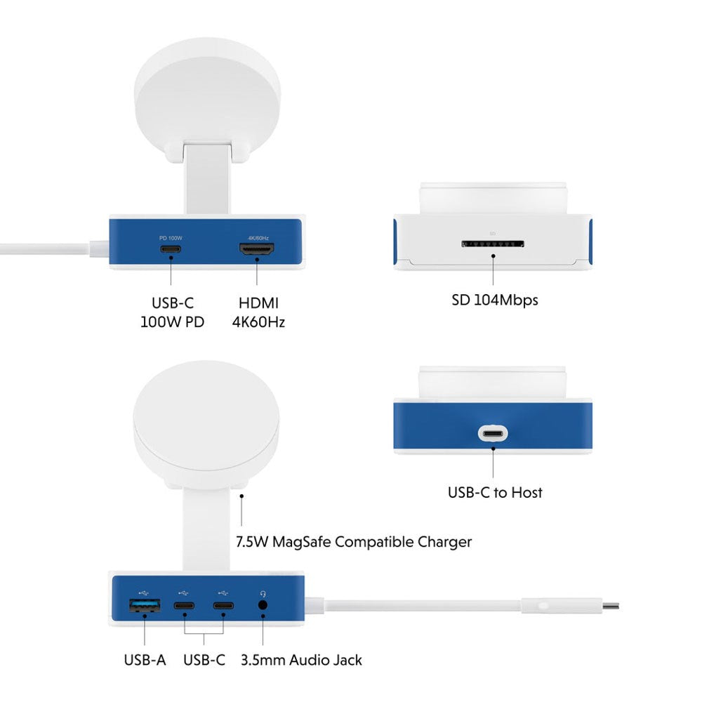 Hyper USB-C Docking Station - Hvid / Blå