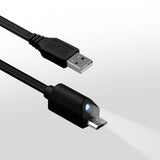 Naztech Micro-USB-kabel med Lys - Sort