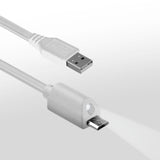 Naztech Micro-USB-kabel med Light 1,8m - Hvit
