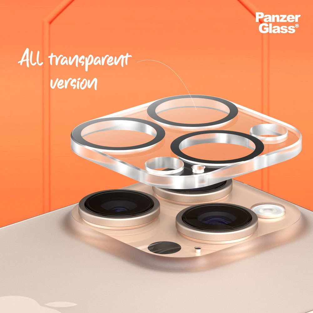 iPhone 16 Pro / 16 Pro Max PanzerGlass PicturePerfect - Kamerabeskyttelse - Platinastyrke - Gjennomsiktig / Svart