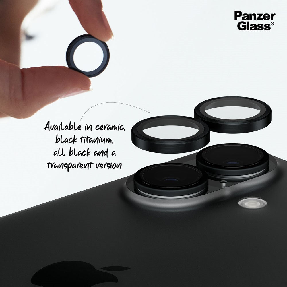 iPhone 16 / 16 Plus PanzerGlass Ceramic Hoops - Beskyttelse til Kamera - Gennemsigtig