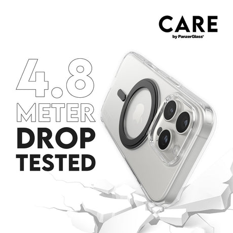 CARE by PanzerGlass iPhone 16 Pro Feature Kickstand Cover - MagSafe-kompatibel - Gjennomsiktig / Svart