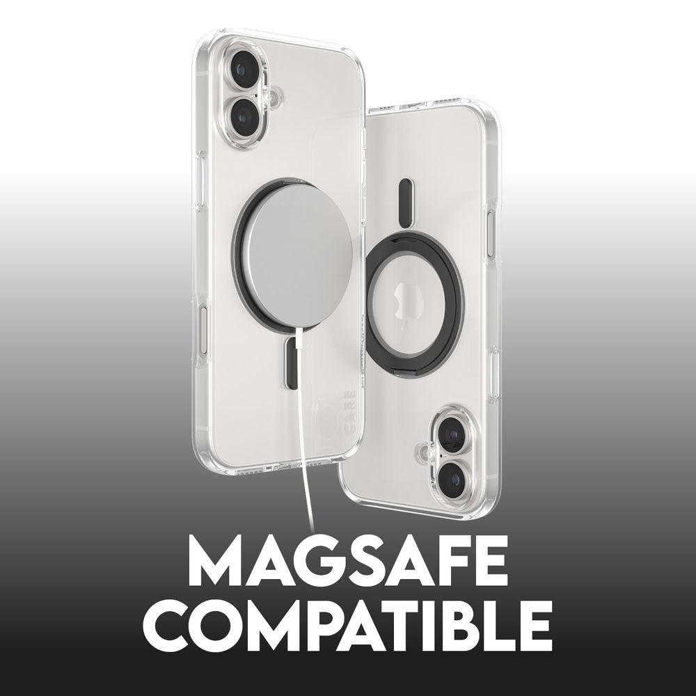 CARE by PanzerGlass iPhone 16 Plus Feature Kickstand Cover - MagSafe Kompatibel - Transparent / Black