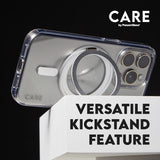 CARE by PanzerGlass iPhone 16 Feature Kickstand Cover - MagSafe Kompatibel - Transparent / Silver