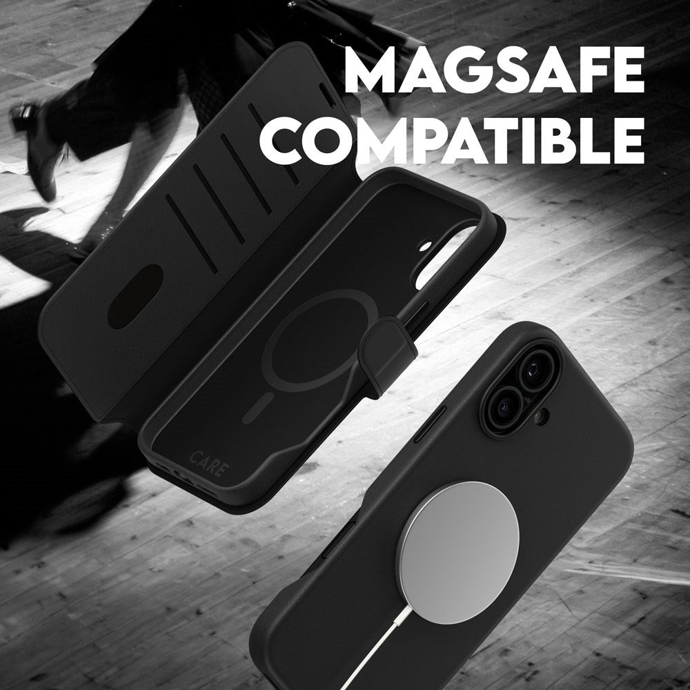 CARE by PanzerGlass iPhone 16 Feature Tango 2-i-1 Flip Cover m. Lommebok - Svart