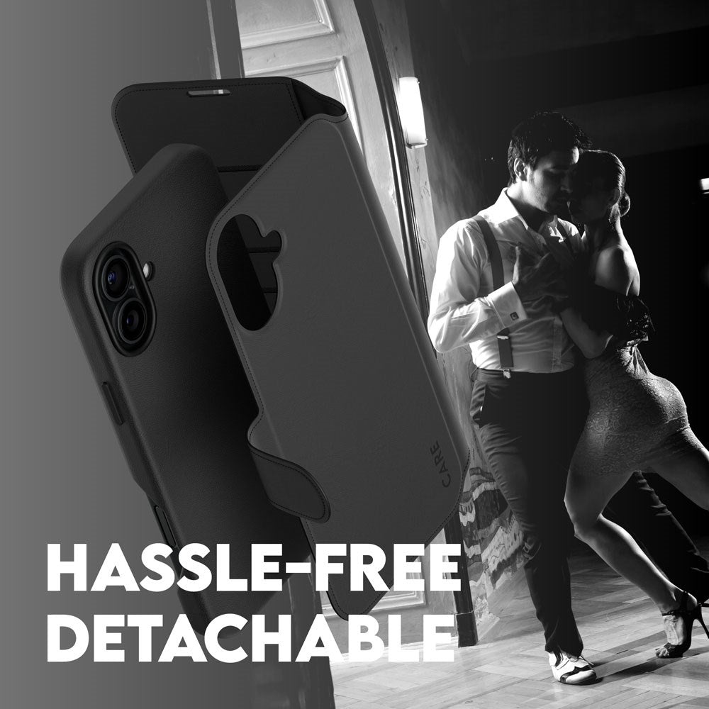 CARE by PanzerGlass iPhone 16 Feature Tango 2-i-1 Flip Cover m. Lommebok - Svart