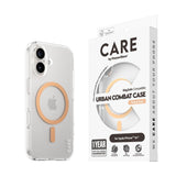 CARE by PanzerGlass iPhone 16 FLAGSHIP Urban Combat-deksel - MagSafe-kompatibel - Gjennomsiktig / Peach Fuzz