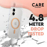CARE by PanzerGlass iPhone 16 FLAGSHIP Urban Combat-deksel - MagSafe-kompatibel - Gjennomsiktig / Peach Fuzz