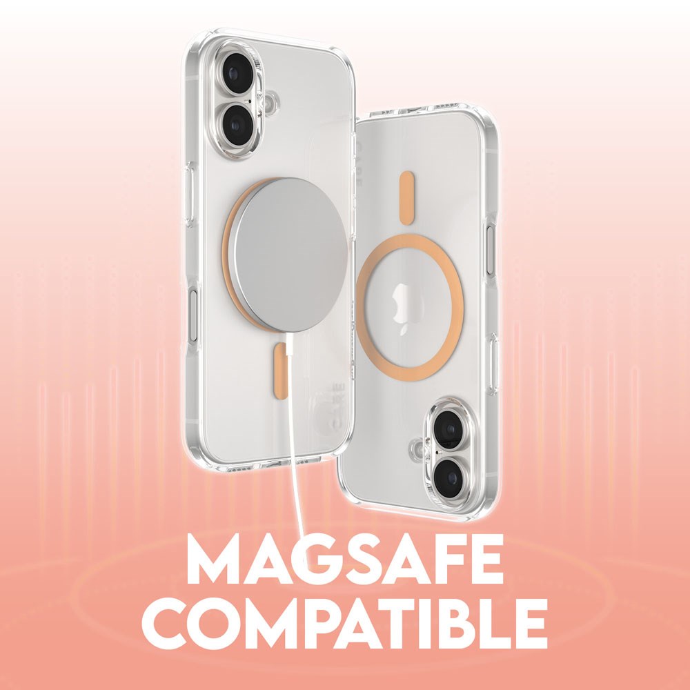 CARE by PanzerGlass iPhone 16 FLAGSHIP Urban Combat-deksel - MagSafe-kompatibel - Gjennomsiktig / Peach Fuzz