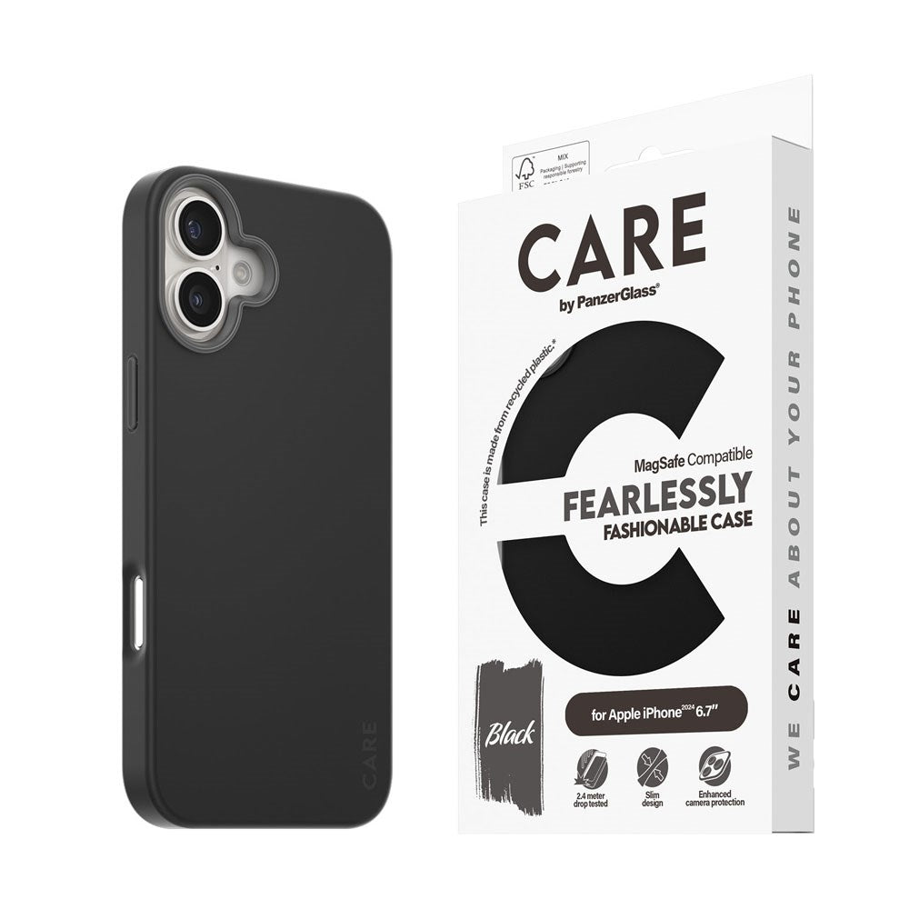 CARE by PanzerGlass iPhone 16 Plus FASHION Fryktløst fasjonabelt deksel - MagSafe-kompatibel - Svart