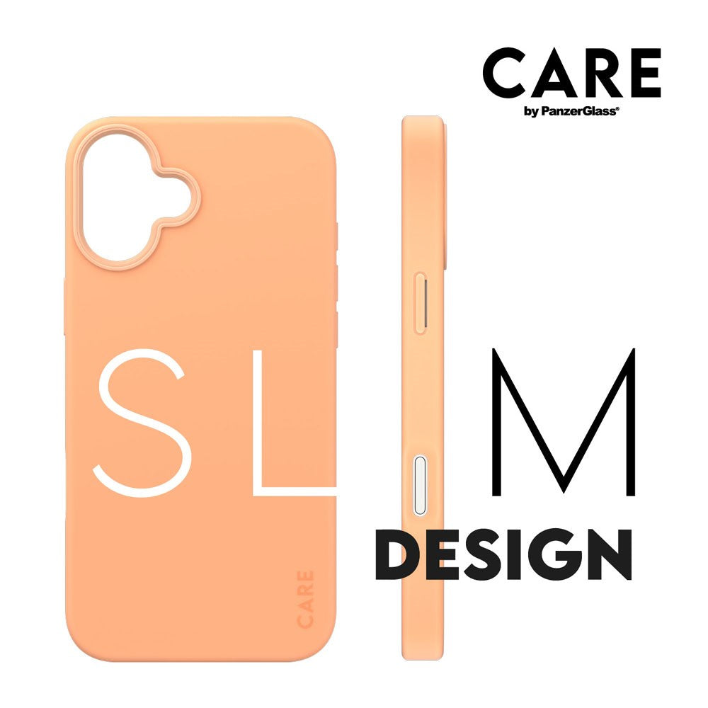 CARE by PanzerGlass iPhone 16 Plus FASHION Fryktløst fasjonabelt deksel - MagSafe-kompatibel - Peach Fuzz
