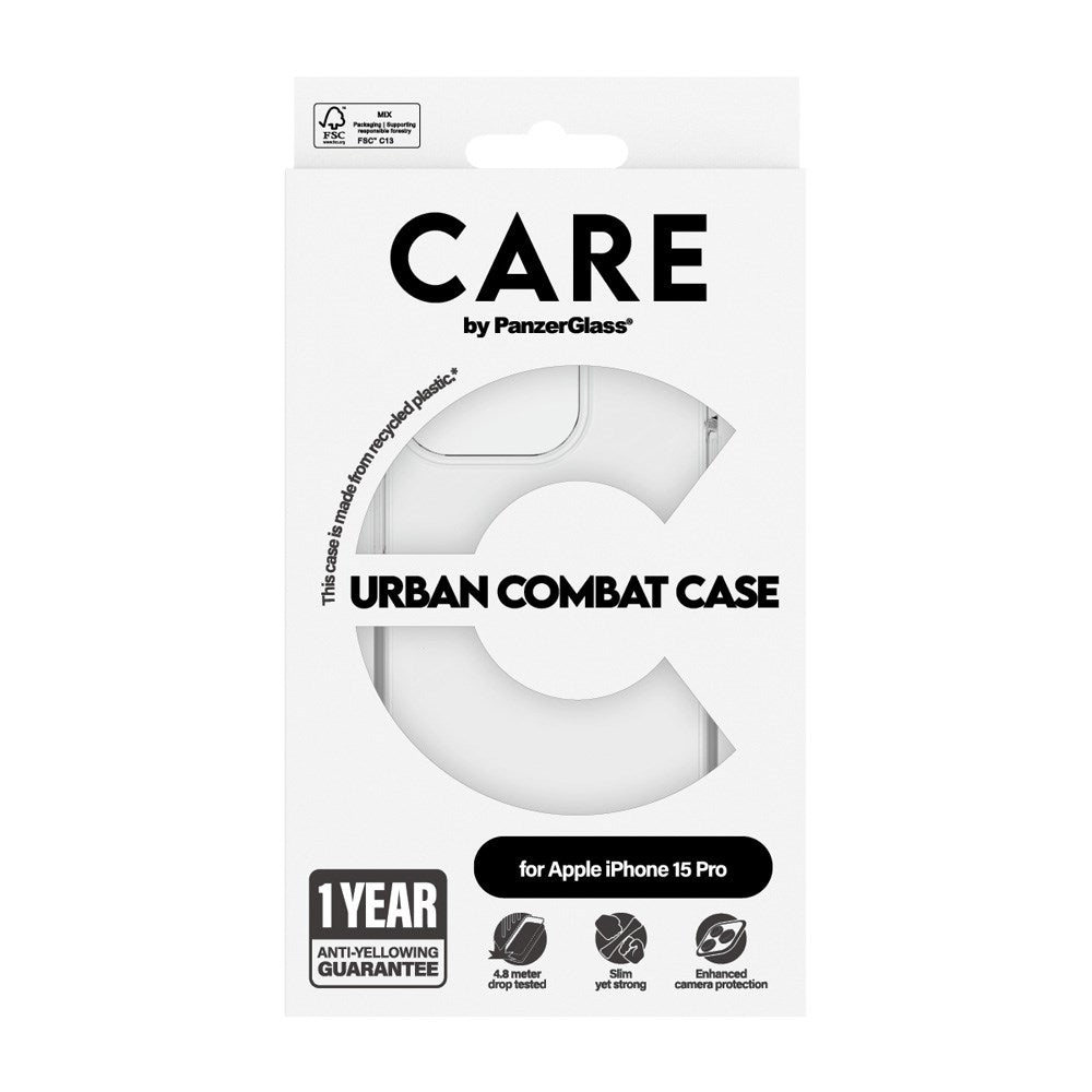 CARE by PanzerGlass iPhone 15 Pro FLAGSHIP Urban Combat-deksel - Gjennomsiktig