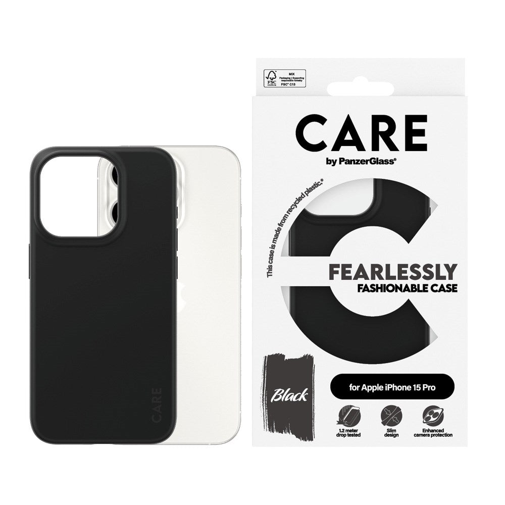CARE by PanzerGlass iPhone 15 Pro FASHION Fearlessly Fashionable deksel - Svart