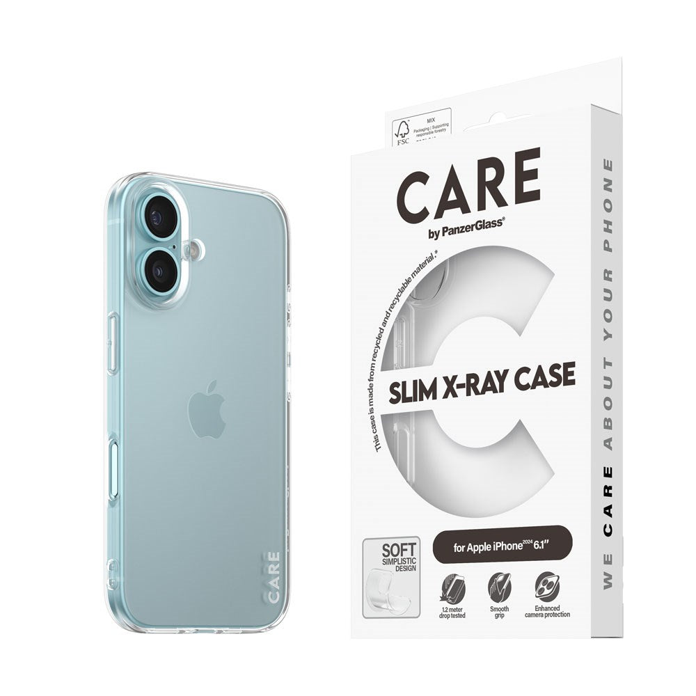CARE by PanzerGlass iPhone 16 FASHION X-Ray Soft Basic Bakdeksel - Gjennomsiktig