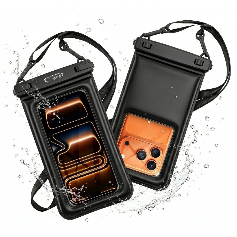 Tech-Protect Flydende Vandtæt Etui - Maks.: 185 x 110mm - Sort