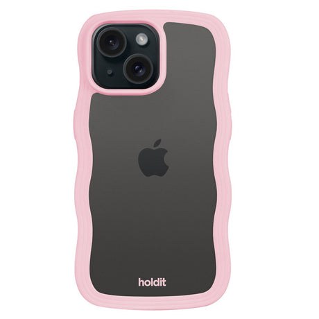Holdit iPhone 15 Plus / 14 Plus Wavy Deksel - Rosa / Gjennomsiktig