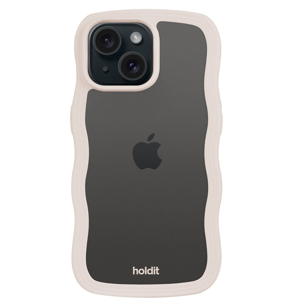 Holdit iPhone 15 / 14 / 13 Wavy Deksel - Lys Beige / Gjennomsiktig